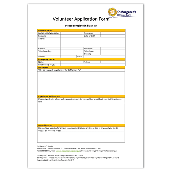 st margaret's hospice care volunteer application form