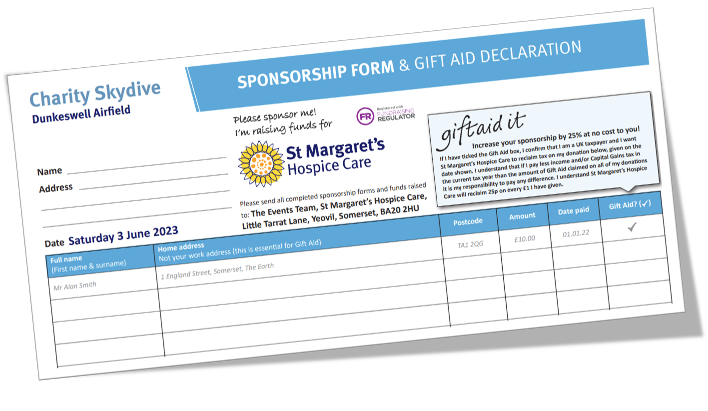 skydive 2021 sponsorship form st margaret's hospice care