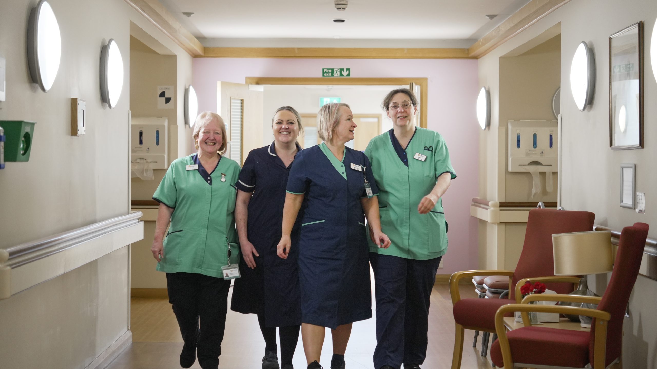 nurses walking through hospice