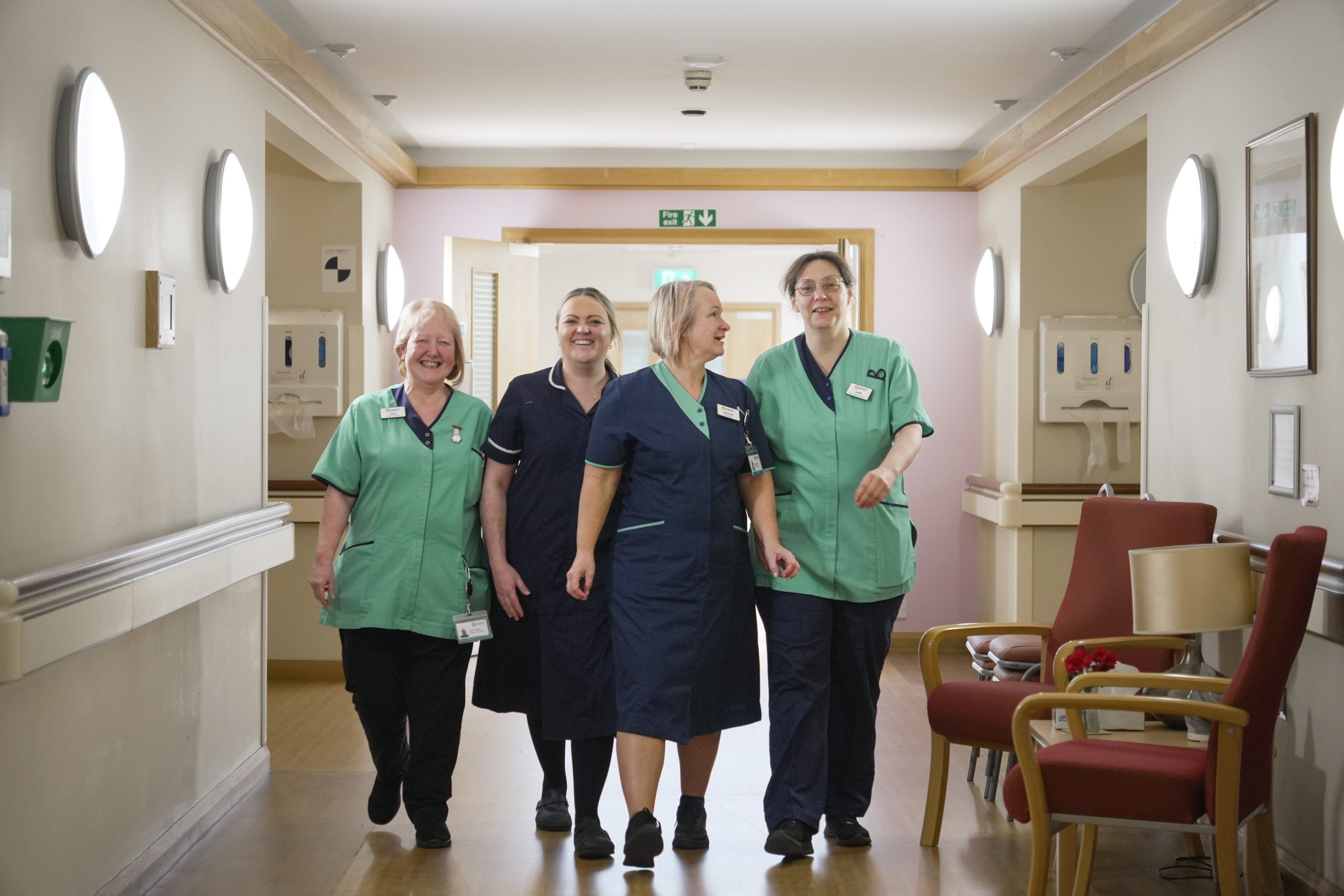 nurses walking through hospice