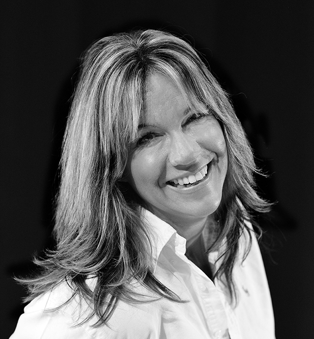 Emma Webber female smiling to camera, black and white photo