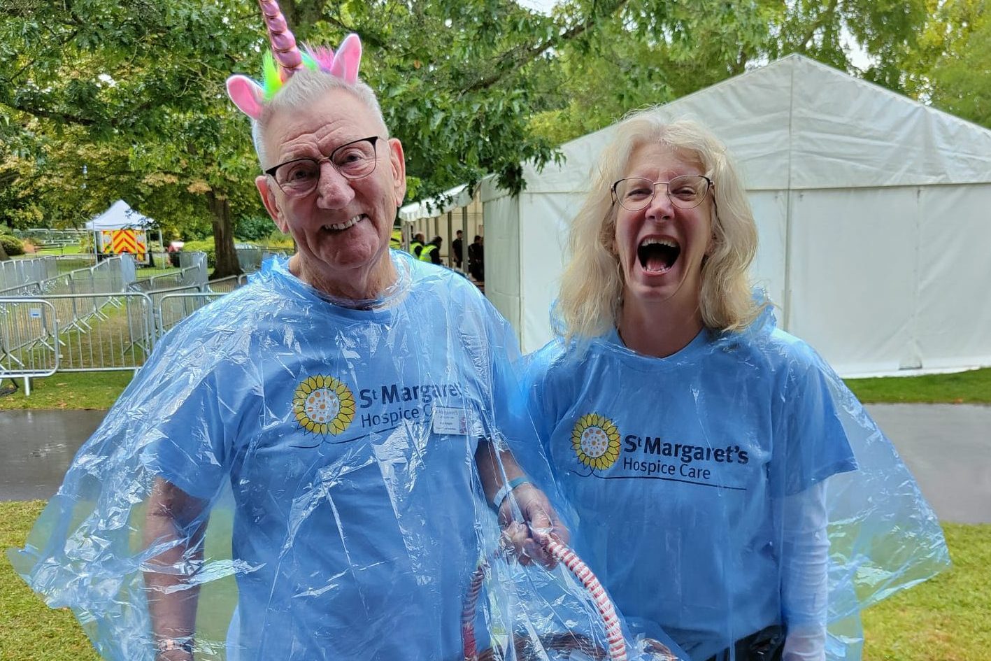 two volunteers collecting donations