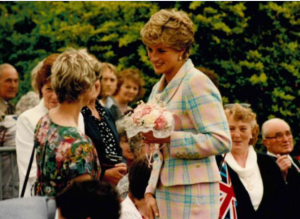 Princess Diana greets people at the hospice