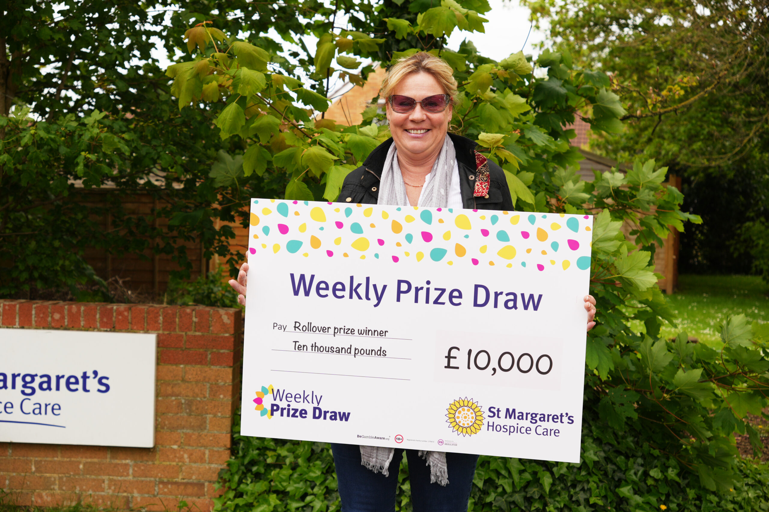 Karen with her winnings