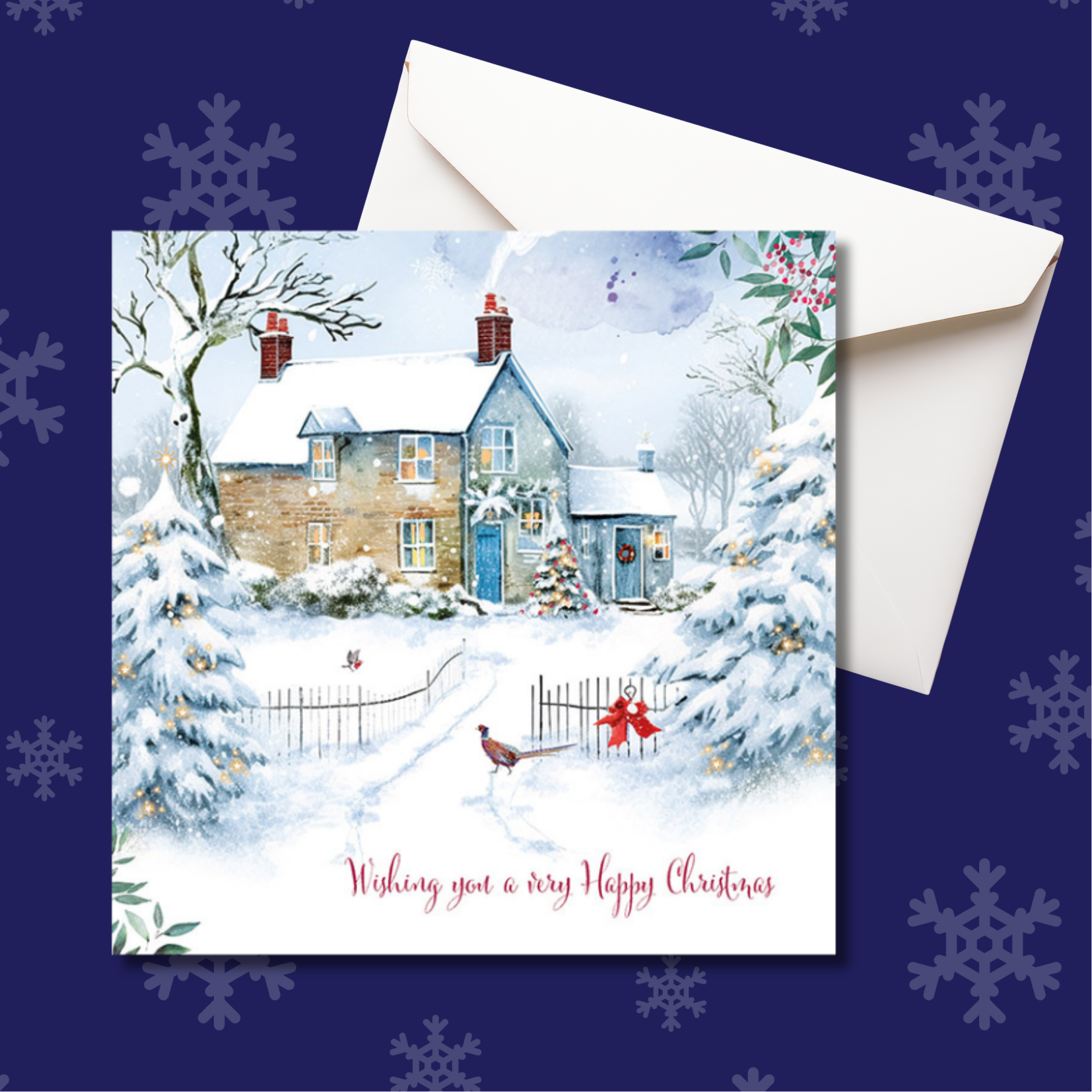 Christmas card with snowy house