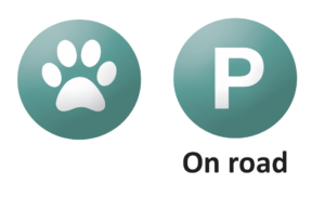 Dogs welcome on leads, parking on road