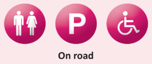 toilets available, parking on road, wheelchair / pushchair access